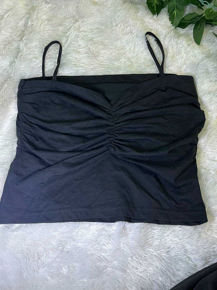 Black Ruched Cami Top