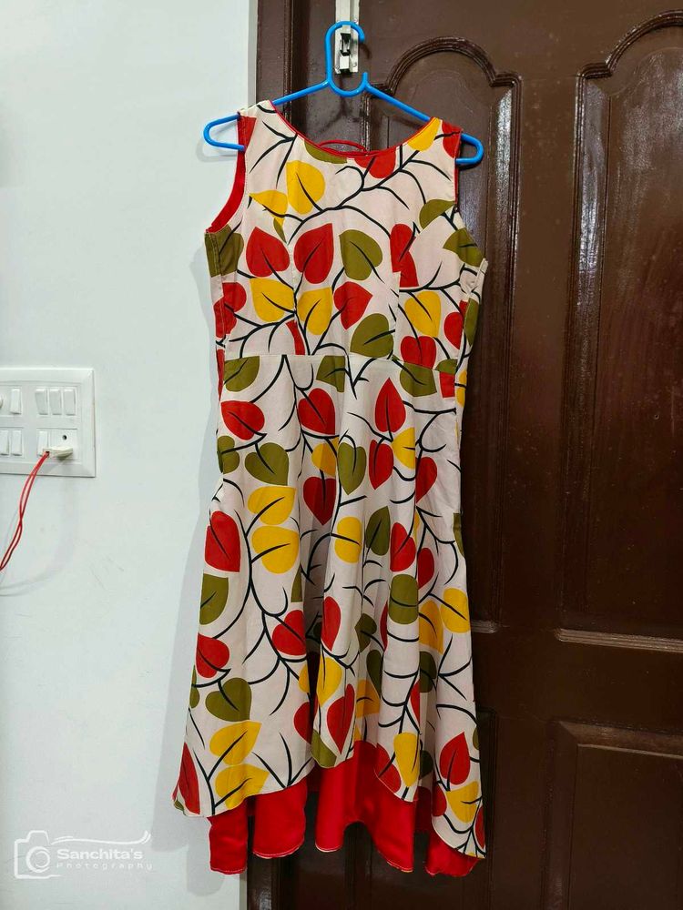 Leaf Print Sleeveless Dress