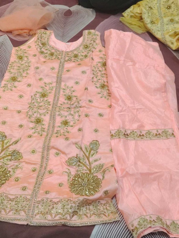 Peach Embroidered Salwar Suit