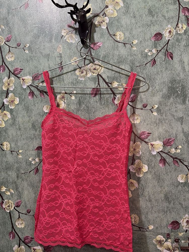 Pink Lace Cami Top