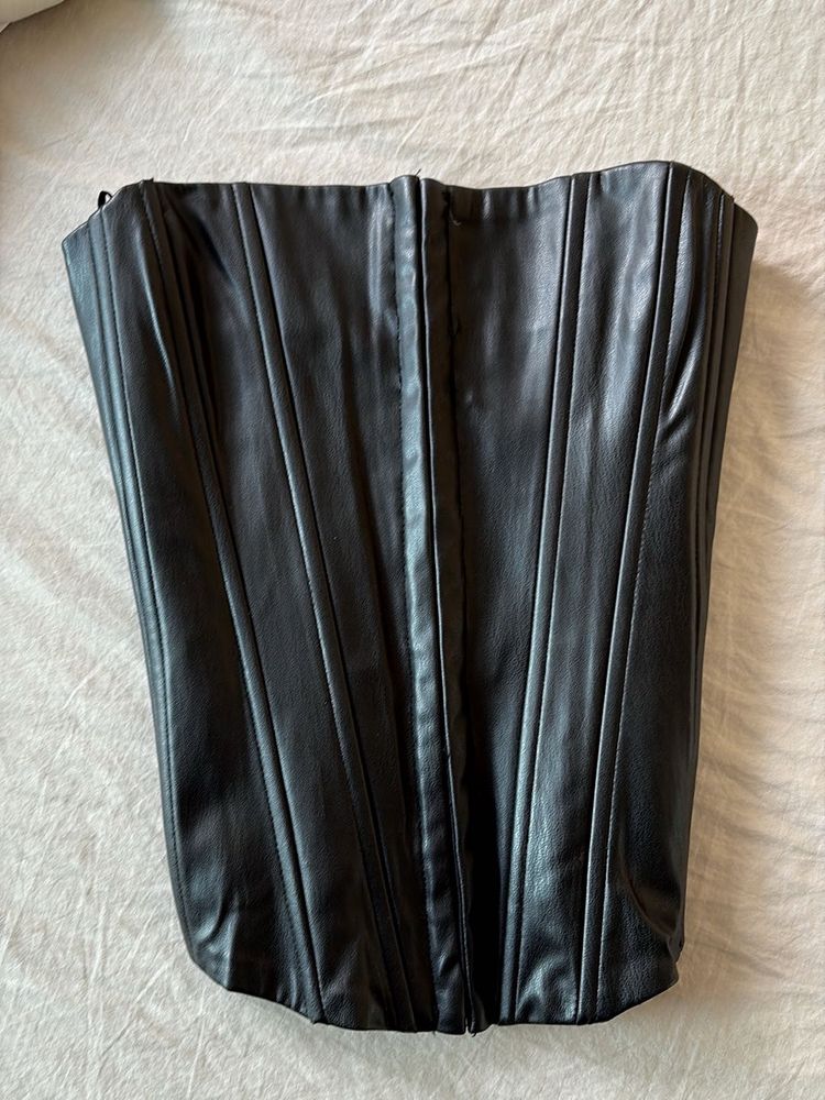 Zara leather finish corset top