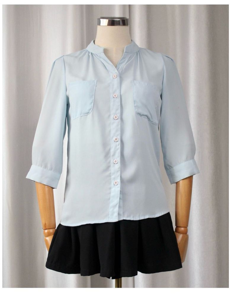 🪔24Hrs DIWALI SALE🪔Light Blue Button-Up Top