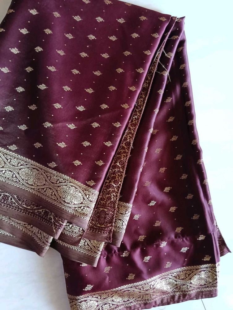Maroon Burgundy Banarasi Silk Saree