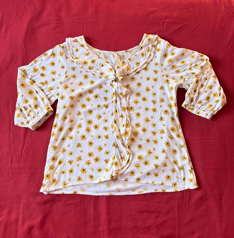 Floral Print Ruffle Top