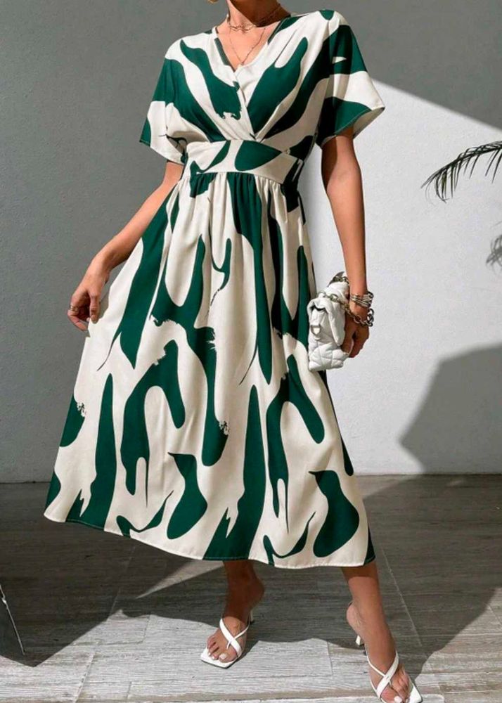 Abstract Print Midi Dress