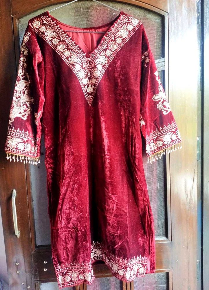 Golden Embroidered Kurta Set