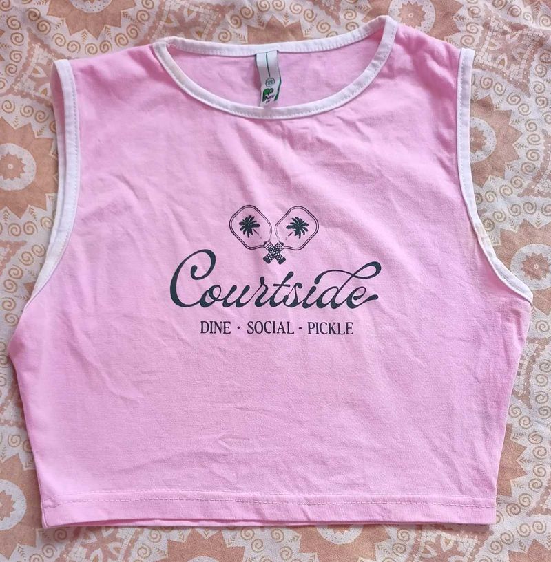 Pink CourtSide Crop Tank