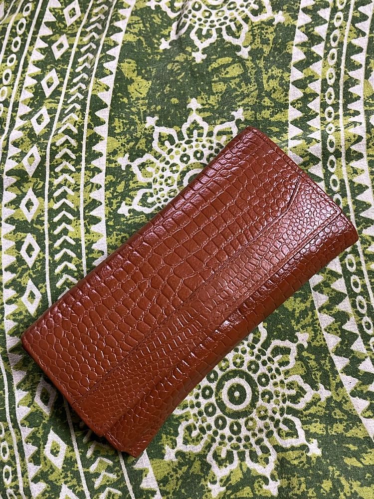 Brown Croc Clutch