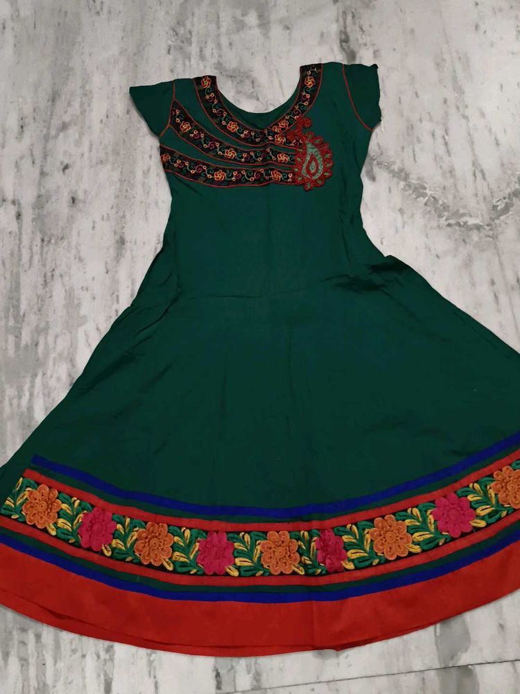 Green Embroidered Anarkali Kurta