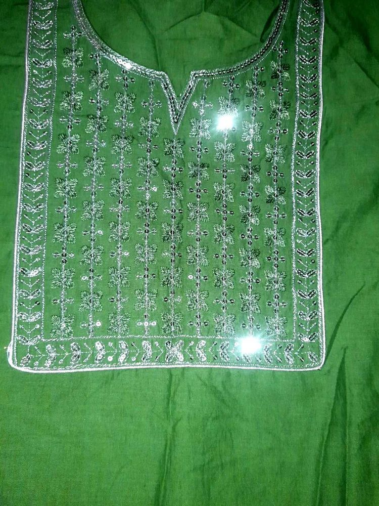 Green Embroidered Kurti Top