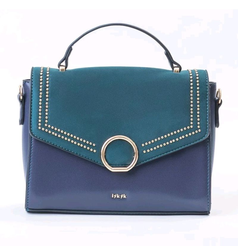 Iykyk Thick Strapped Navy Blue Satchel Bag