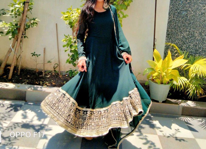 Green Anarkali Dress ✨