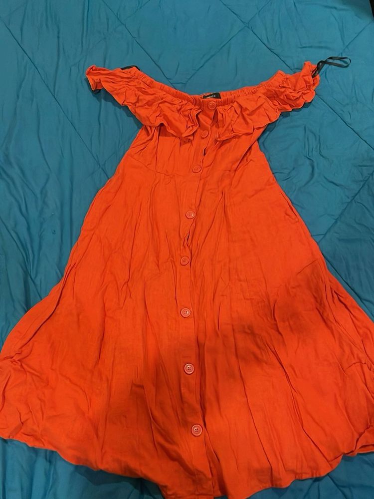 Orange Off-Shoulder Dress