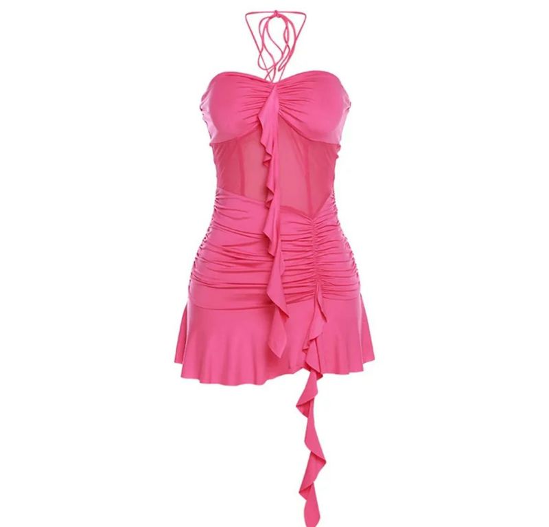 Pink Ruffle Mini Dress