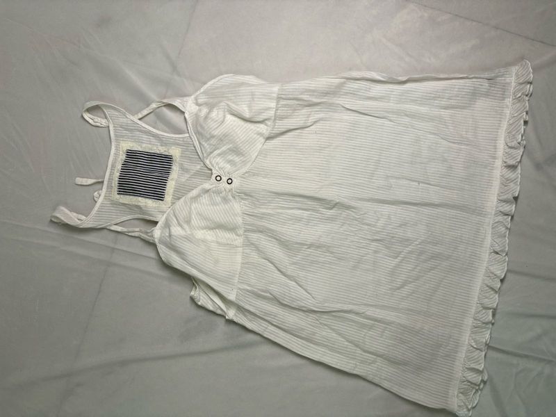 White Striped Girly Top
