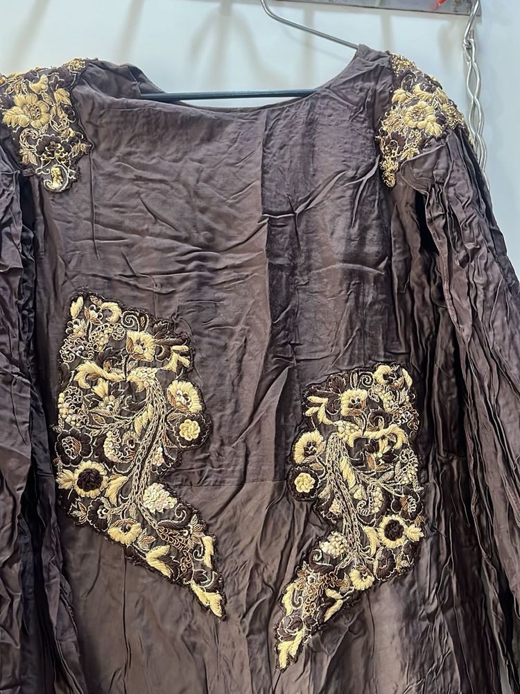 Embroidered Brown  Gown