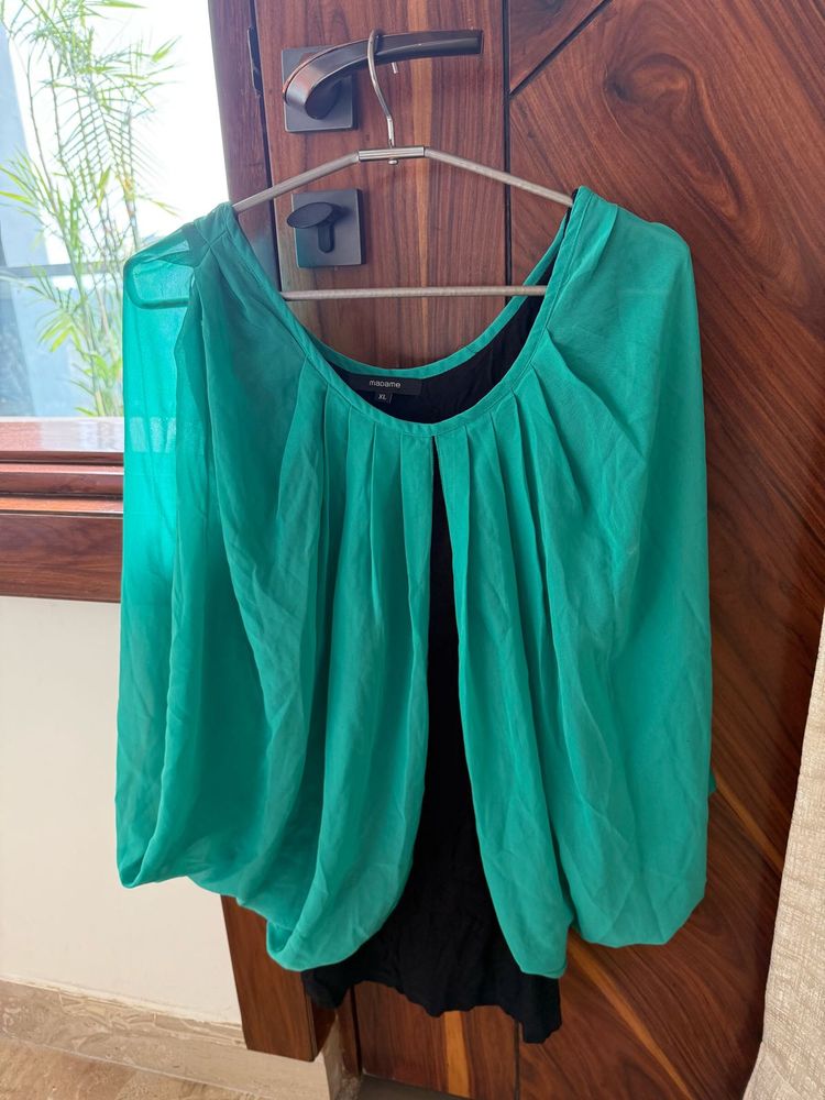 Chic Aqua Green Sheer Sleeve Top