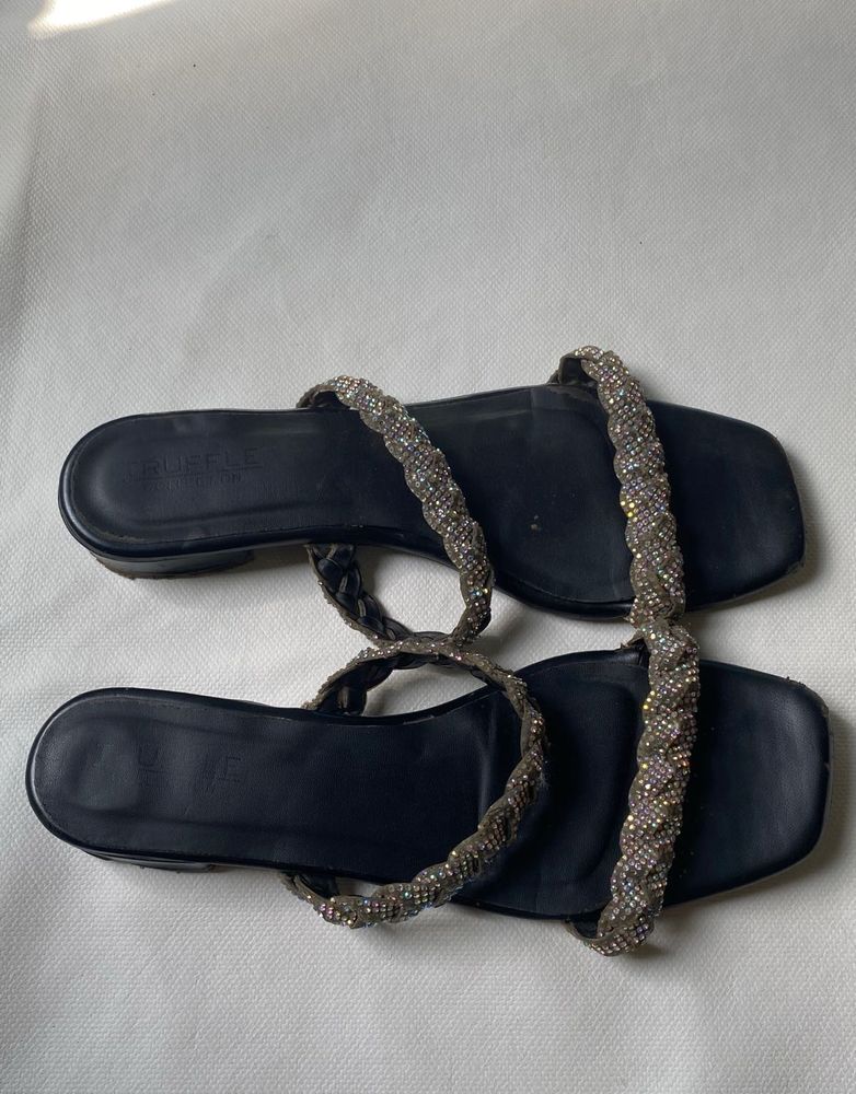 Truffle collection Sparkly Black Flats