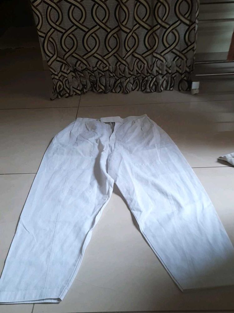 Mens White Ethnic Bottom Pyjama
