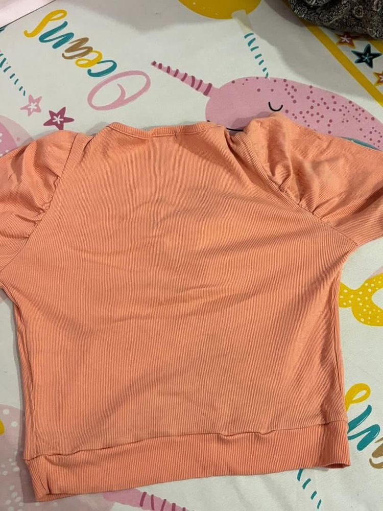 Cute Peach Ribbed Top