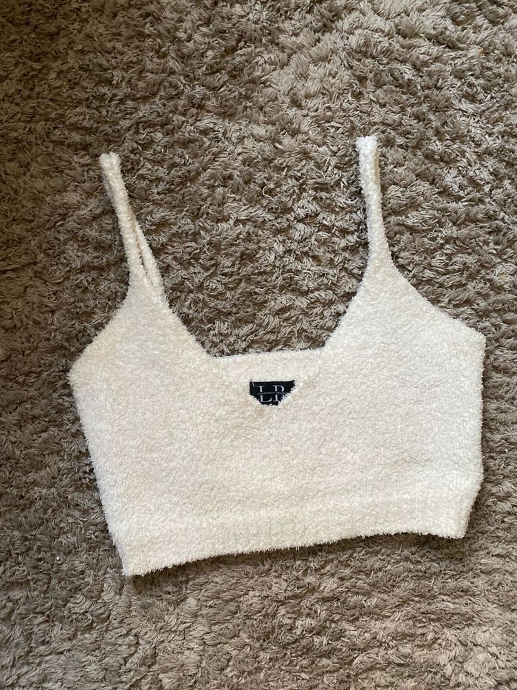 White Fuzzy Crop Top