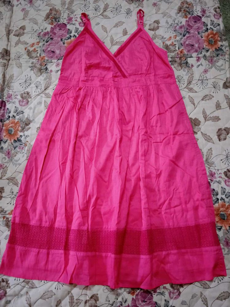 Sleeveless Pink Cotton Dress