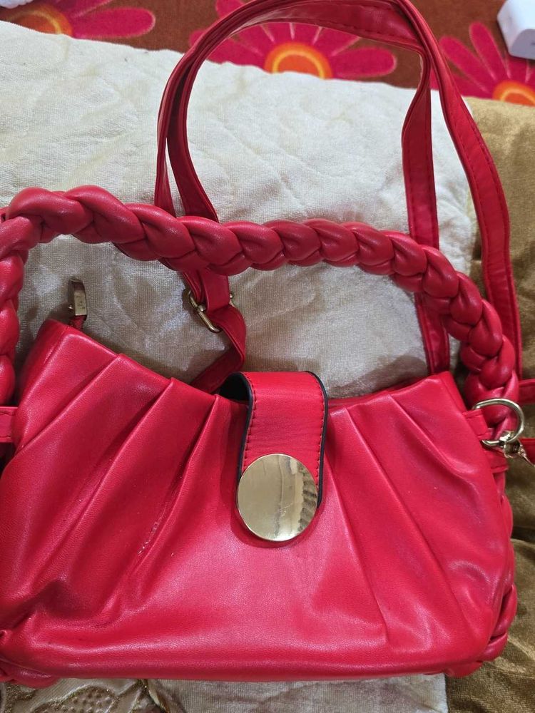 Red Braided Handle Bag
