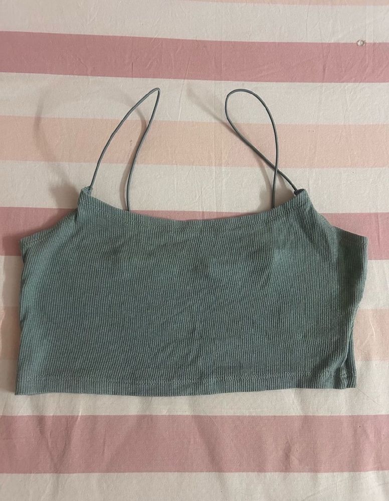 Muted Green Ribbed Cami Top