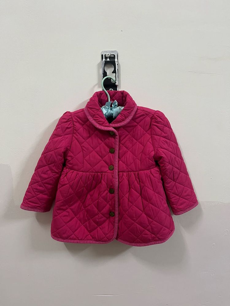 Ralph Lauren Girls Pink Quilted Barn Jacket