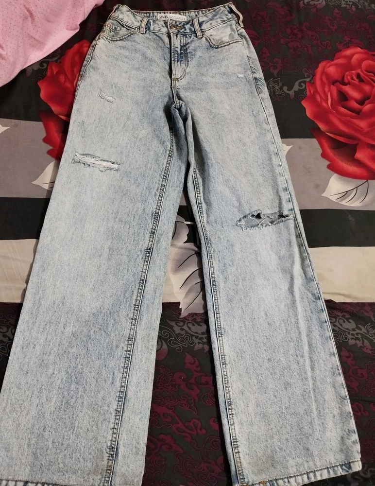 Ripped Wide Leg Jeans
