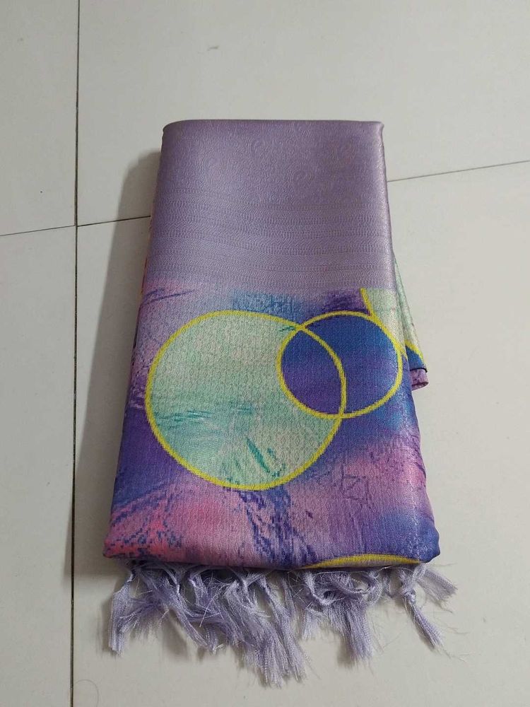 Purple Printed softy saree..