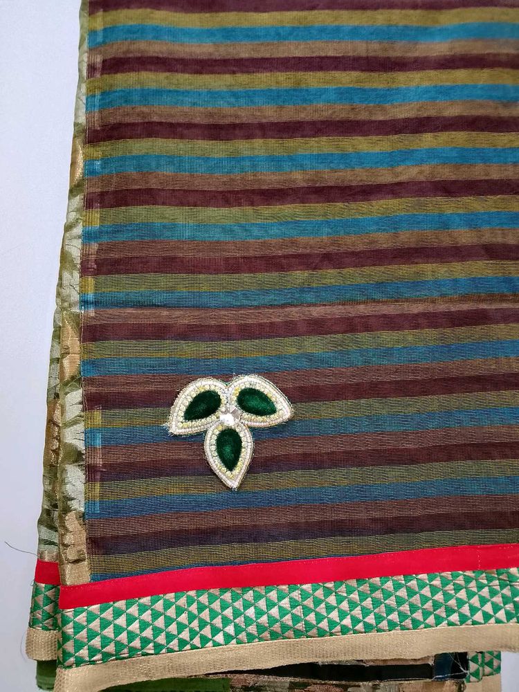 Striped Saree with Embellishments