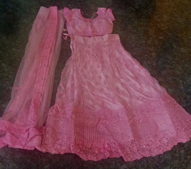 Neted Pink Lehenga Choli Set