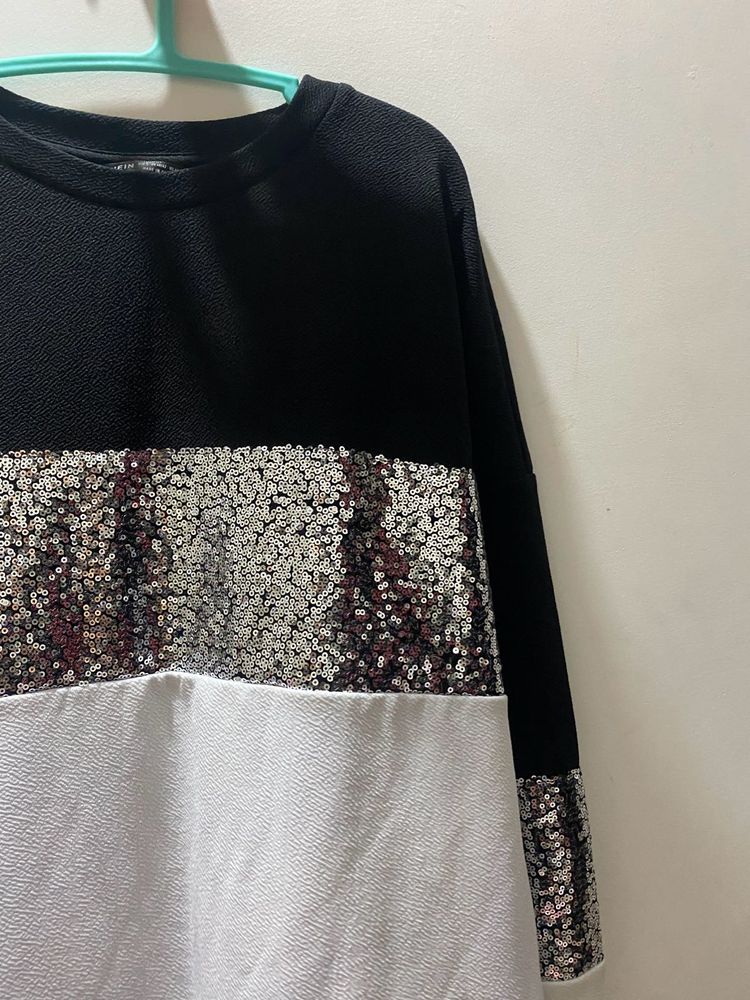 Black N White Shimmery Sweatshirt