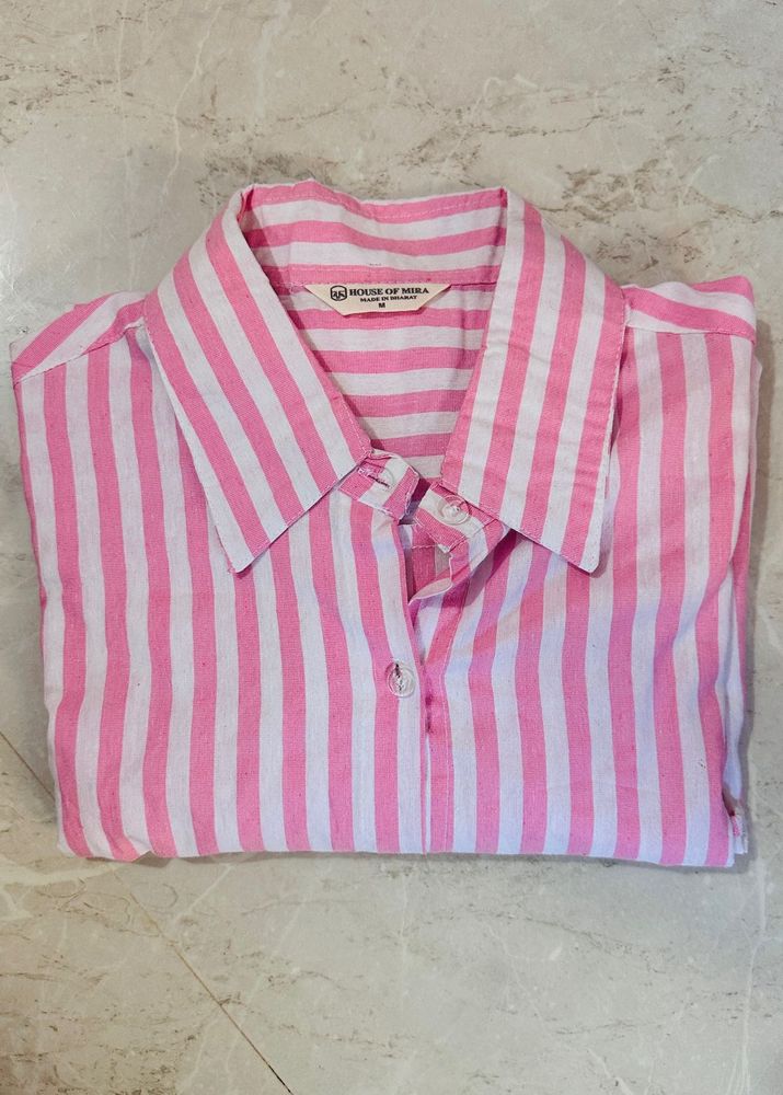 Striped Pink &amp; White Shirt
