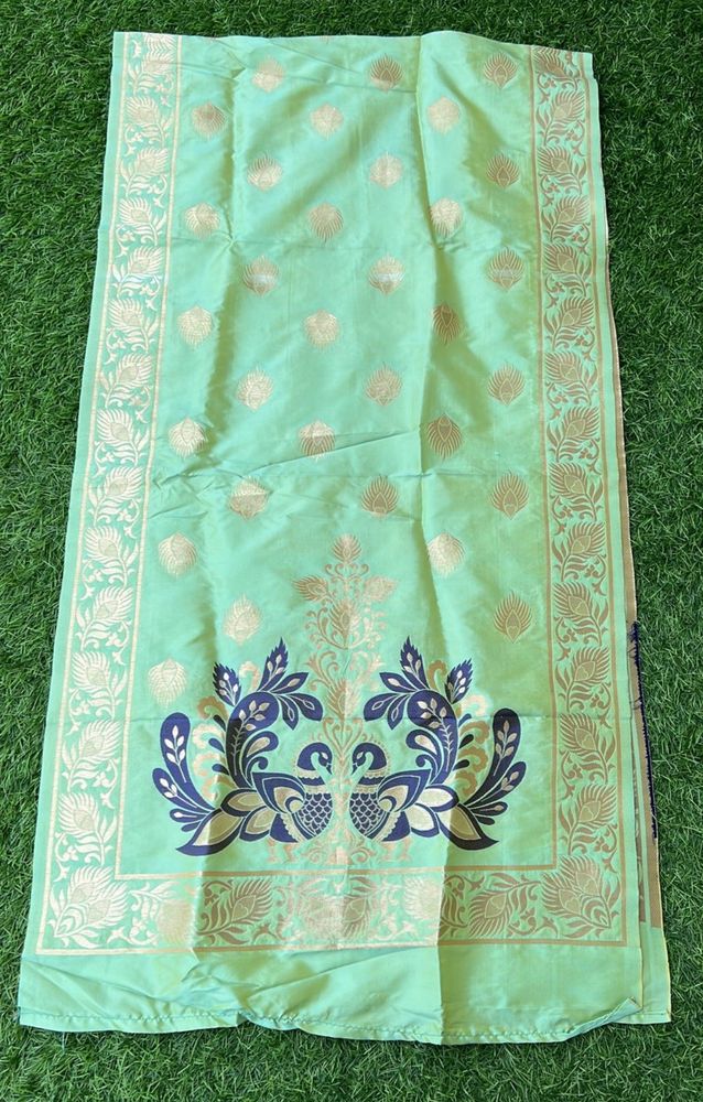 Fancy blouse with lehngha nd peacock banarasi dupptta
