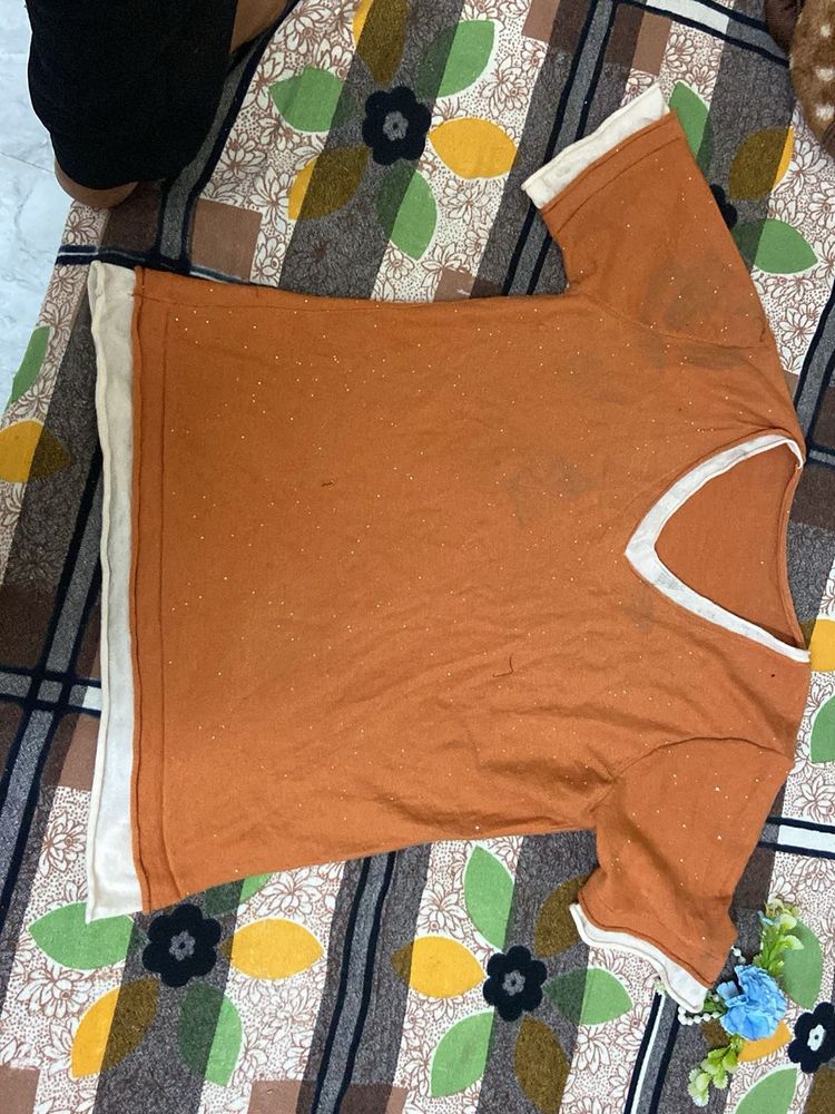 Orange &amp; White Tee