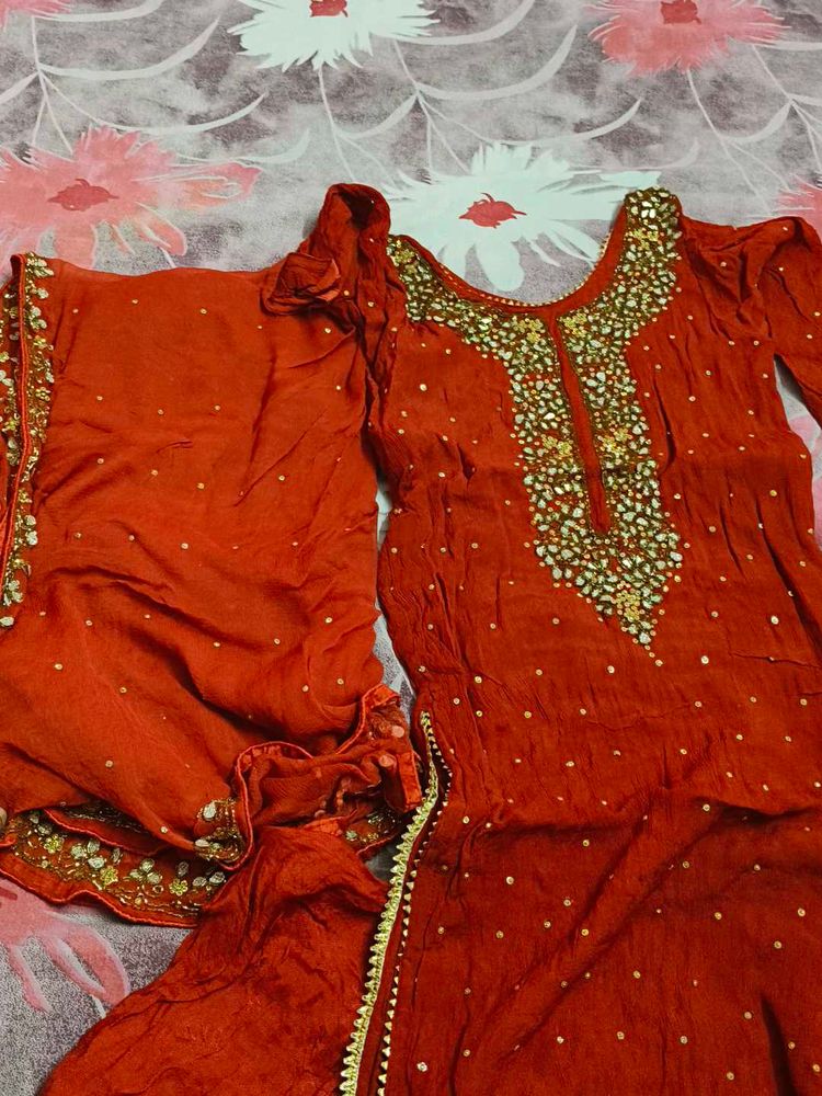 Rust Orange kurta Set