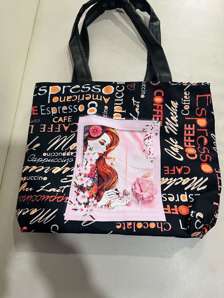 Coffee Themed Tote Bag with Portrait