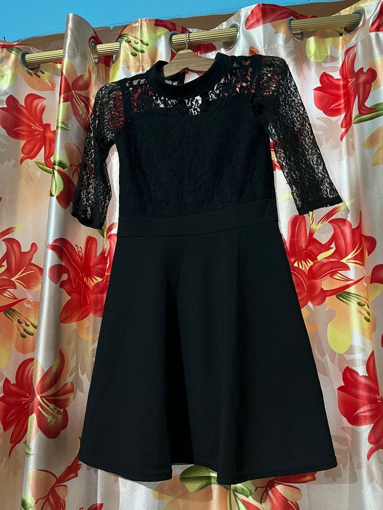 Cute Lace Pinterest Black Skater Dress 🖤