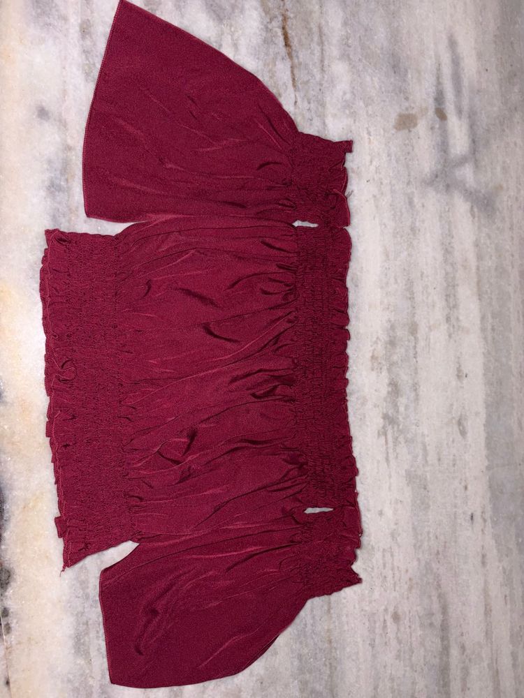 Burgundy Off-Shoulder Top