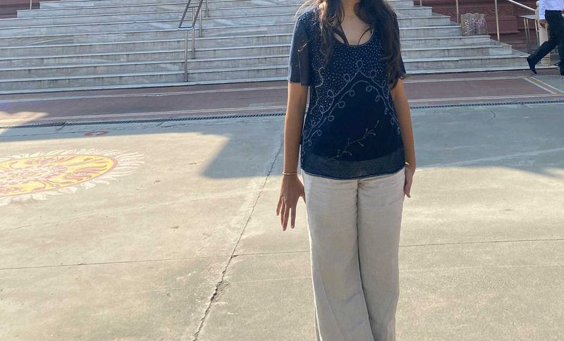 Elegant Navy Blue Embellished Top