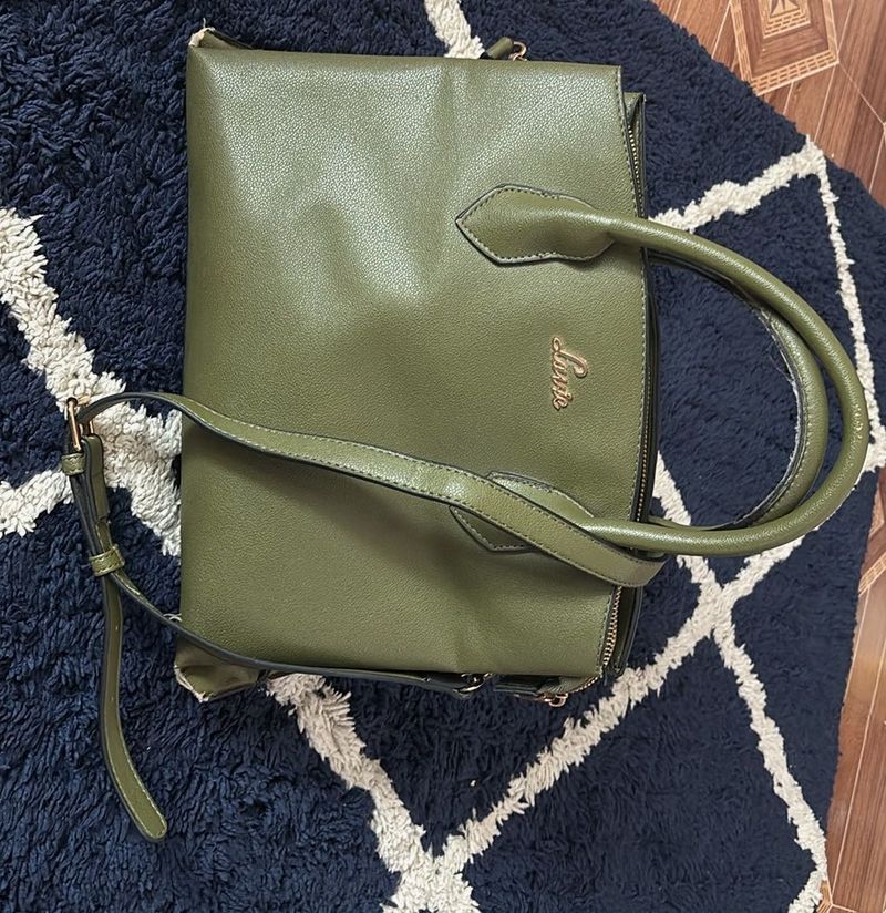 Olive Green Solid Handheld Bag