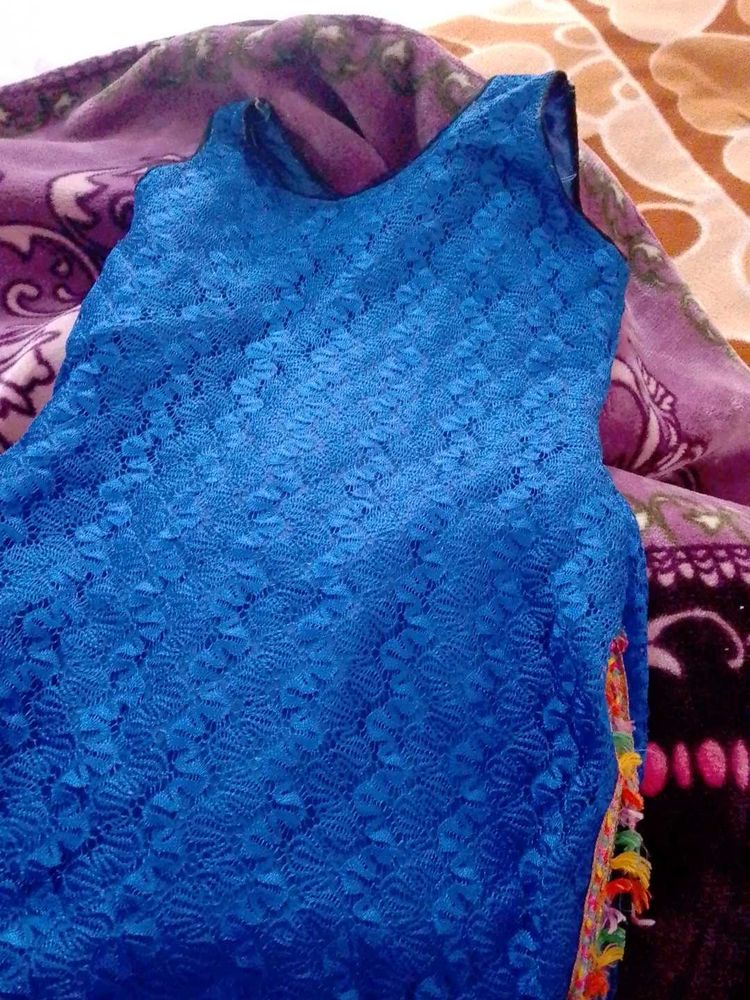 Blue Floral Lace  dress