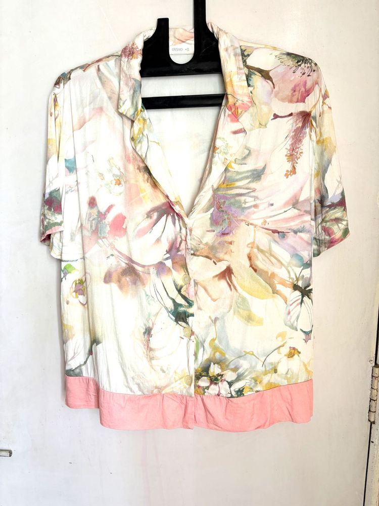 Floral Print Button-Down Top