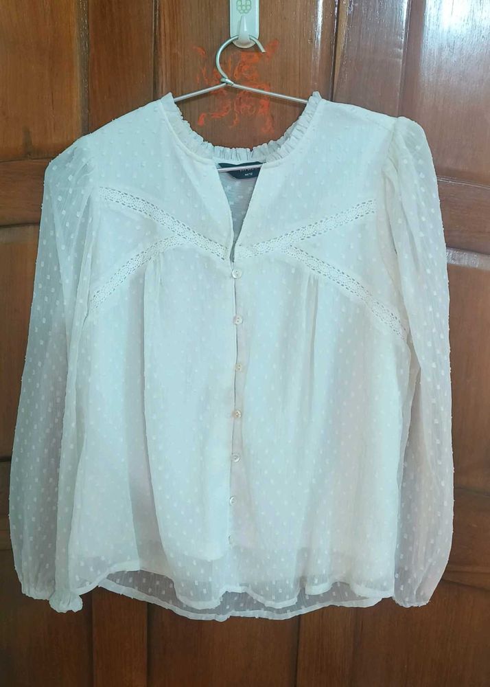 Elegant White Sheer Blouse