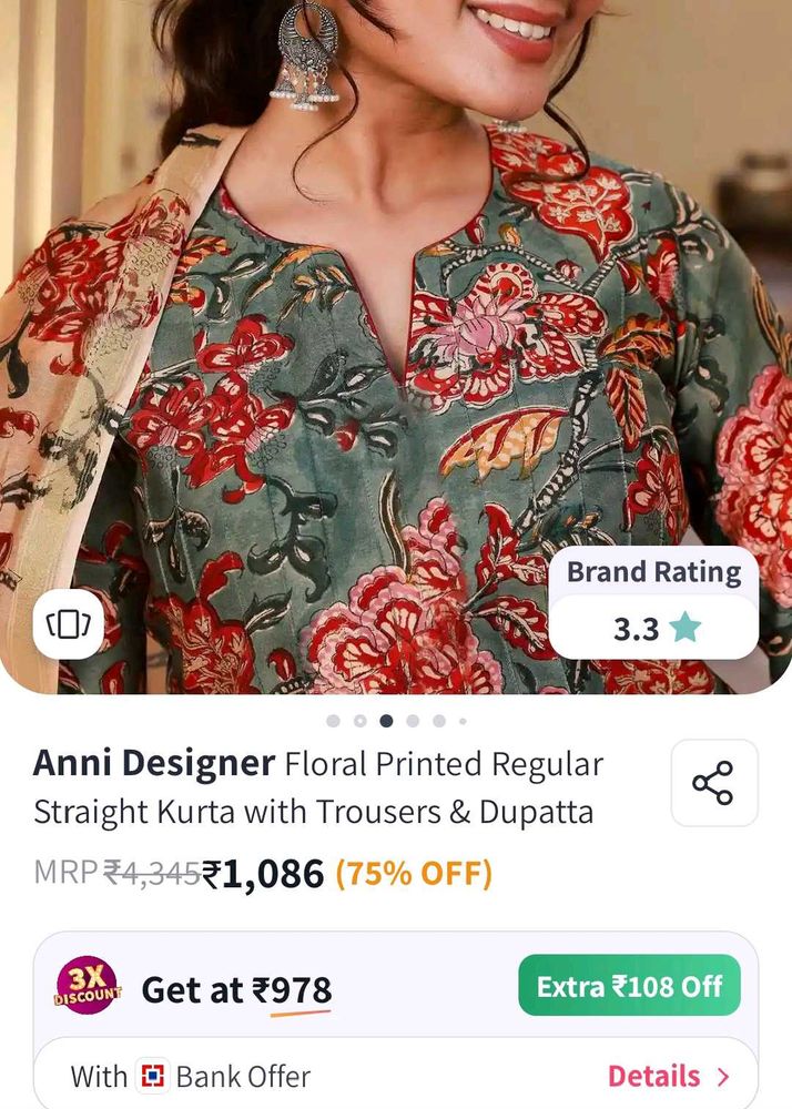 Floral Printed 3 piece Kurta Set