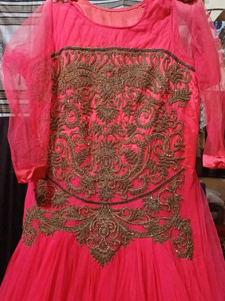 Embroidered Pink Anarkali Dress