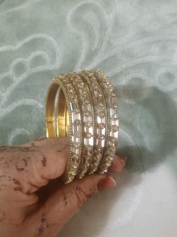 Sparkling Gold &amp; Crystal Bangle Set