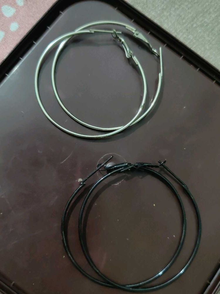 Silver and black hoops combo